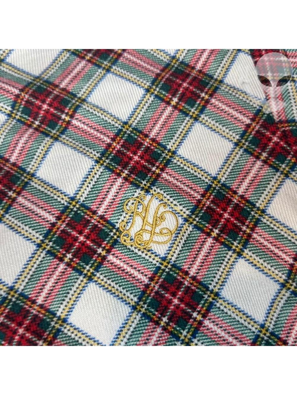 Lauren Ralph Lauren Holiday Tartan Plaid Henley Pajama Set Medium Ivory Red - Picture 4 of 8